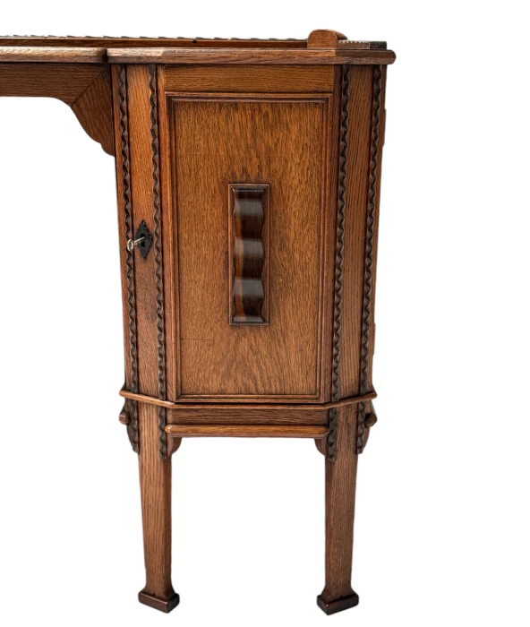 Art Deco Amsterdamse School Oak Pedestal Desk, 1920s